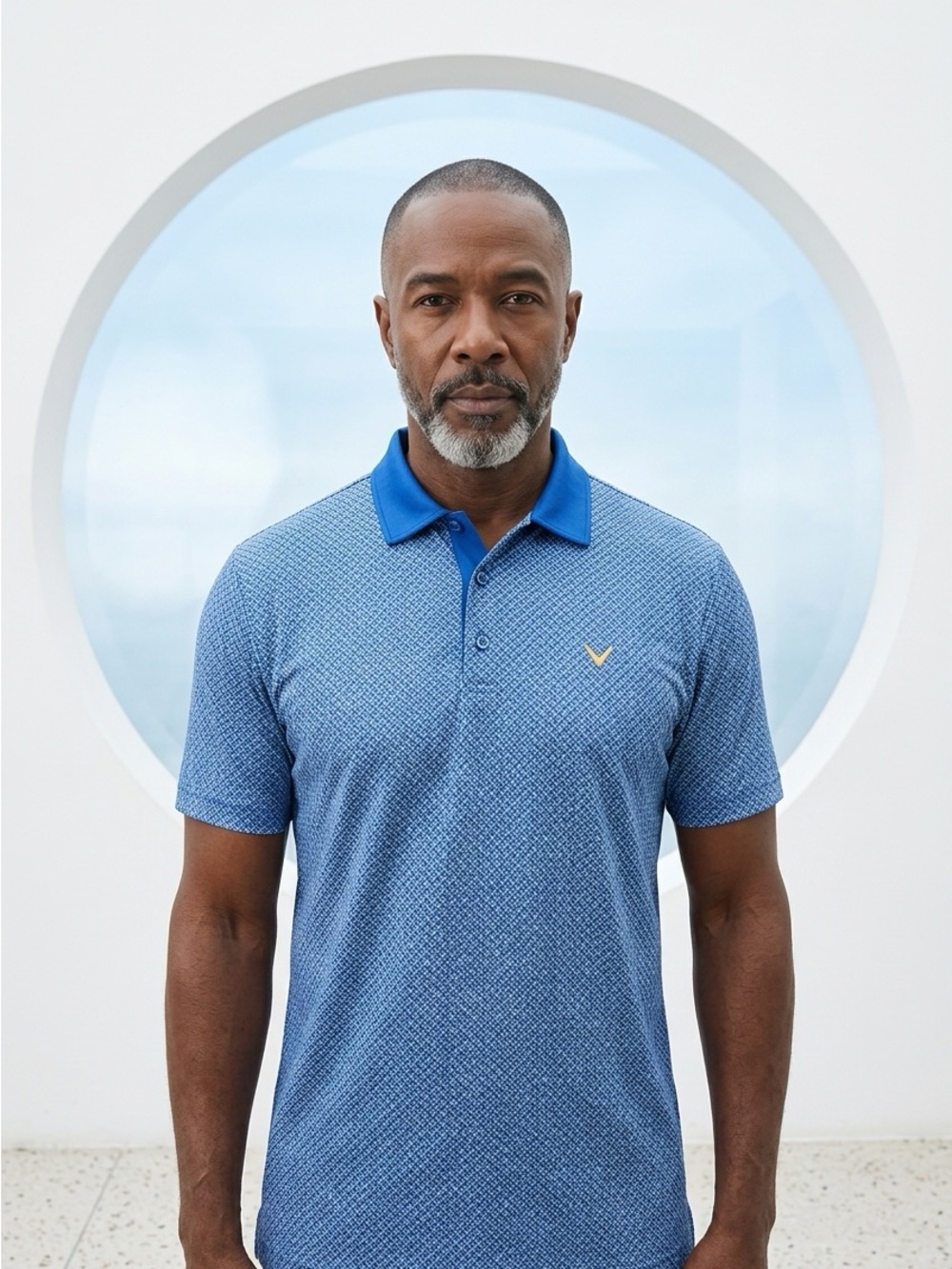 Callaway Men's Blue Patterned Golf Polo Athleisure Athletic Sporty Shirt-XL